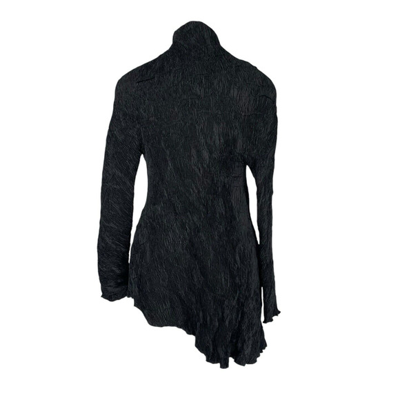Anett Rostel Crinkle Pleat Jacket Size 42 Black Asymmetric Hem M/L Lagenlook - Picture 4 of 12